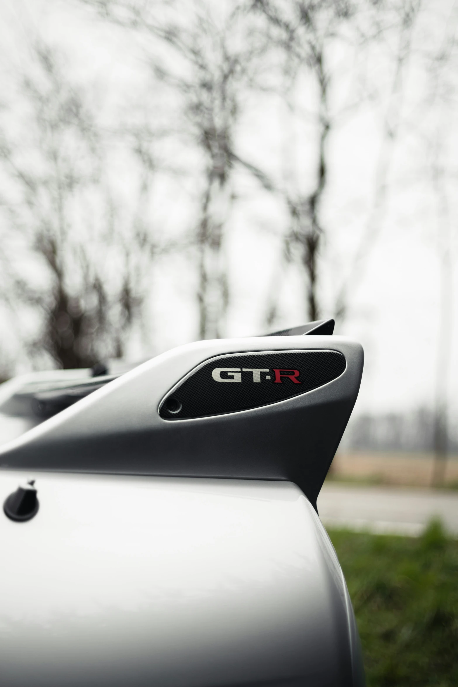 closeup view of the tail light of a parked car