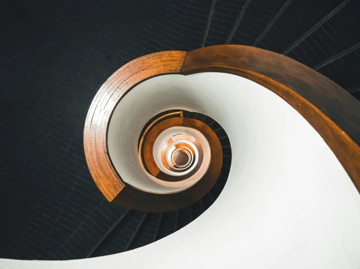 an overhead s of a spiral staircase