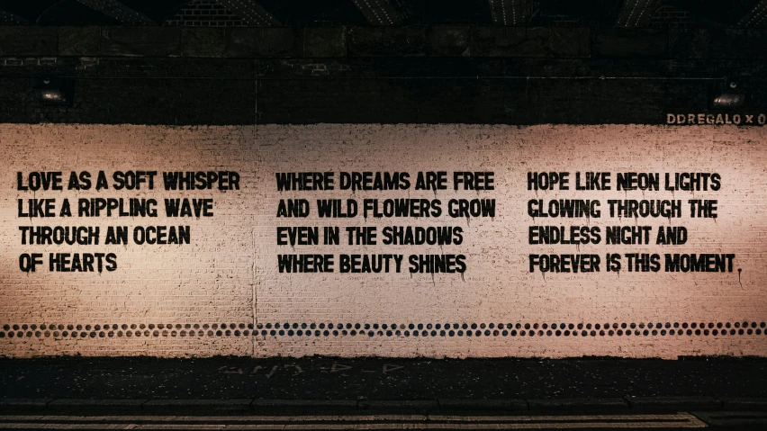 the wall is covered with three words that read love as a writer, where dreams are true