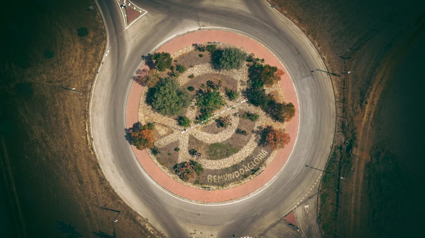 aerial view of an unusual park in the middle of nowhere