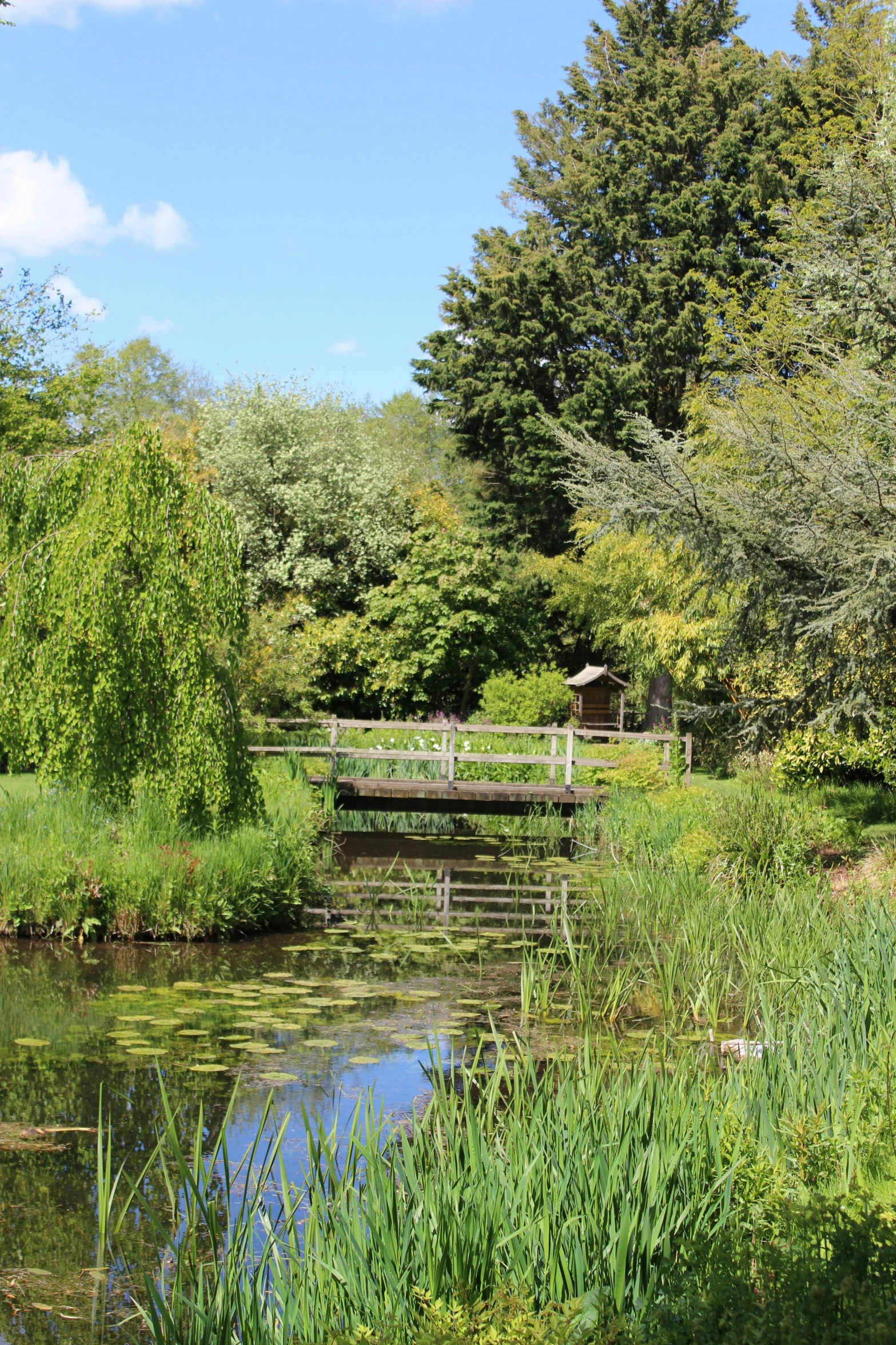 a large bridge with a wooden walkway over it