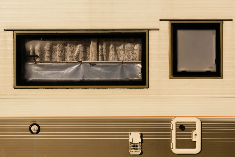 the curtains on a motor home are opened