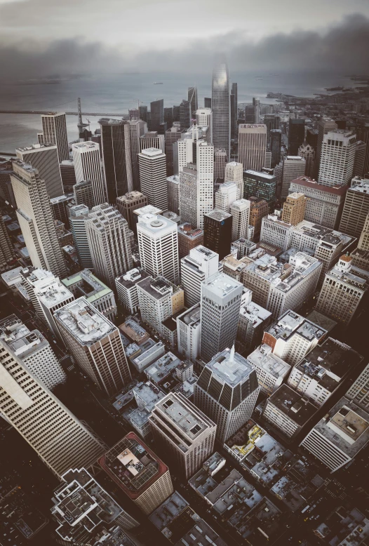 city buildings in the background are shown with a dark sky