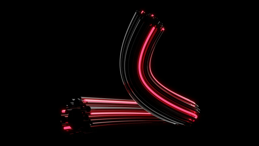 a neon red letter sits atop a black background