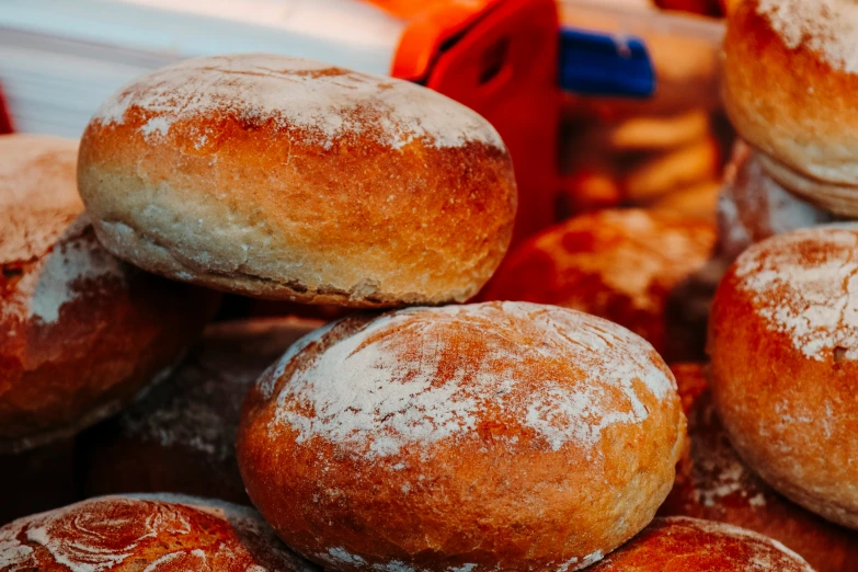 small round pieces of bread piled on top of each other