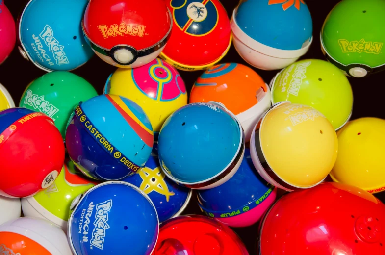 there are many colors and sizes of balls