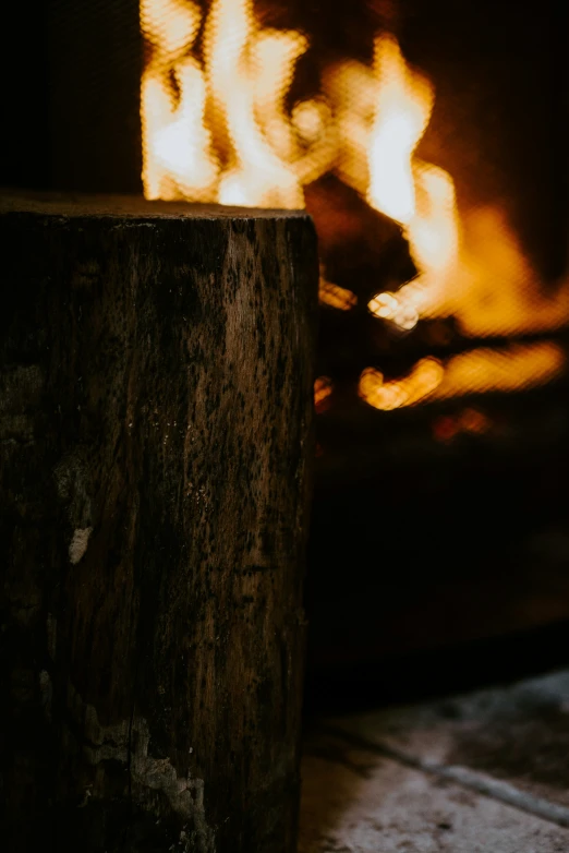 an image of a fireplace in the evening
