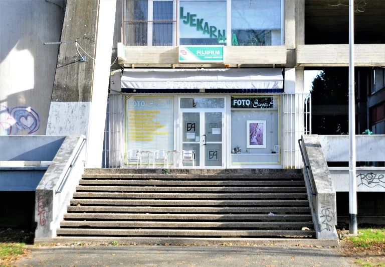 a building with a sign on the front