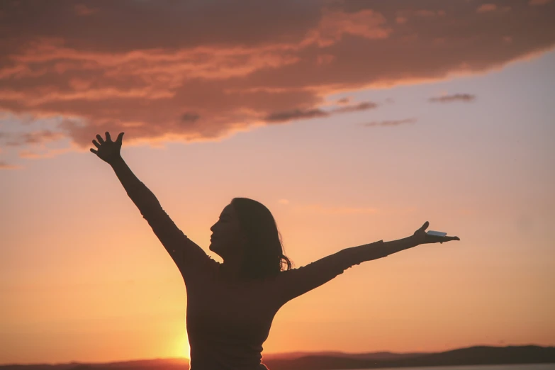 a woman who is about to fly into the sky