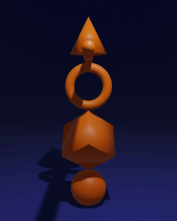 a 3d rendered abstract figure with orange shapes