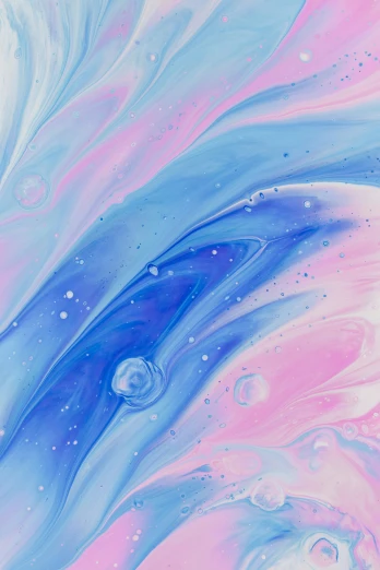 an abstract blue and pink fluid paint painting
