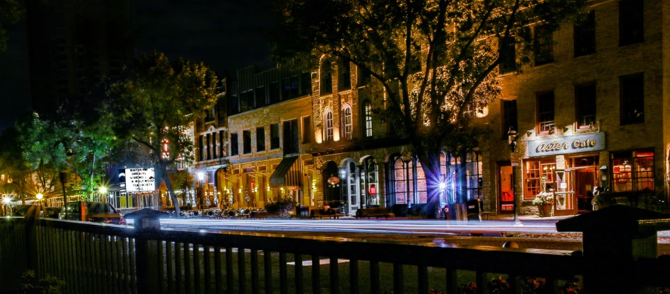 night time city street lights and traffic on the sidewalk