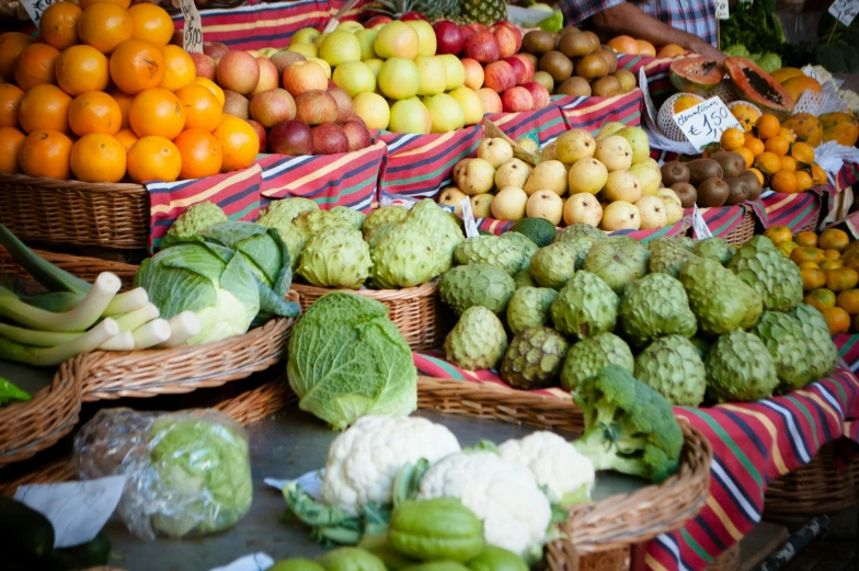 an open market with lots of fruits and vegetables