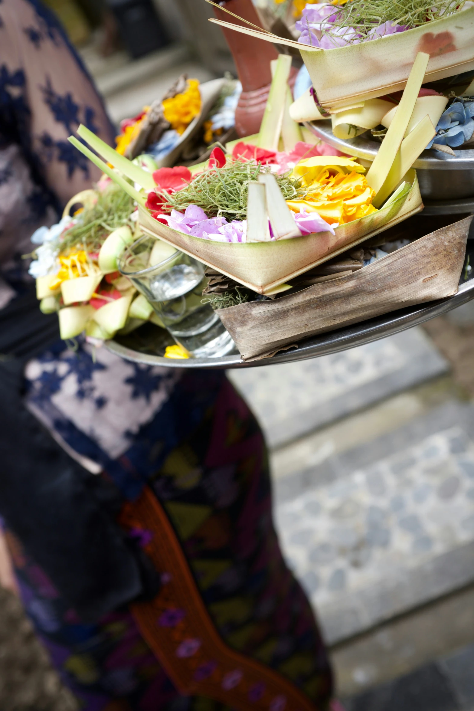 several plates on a table with flower decorations