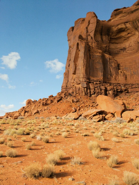 a large rock sitting in the middle of a desert