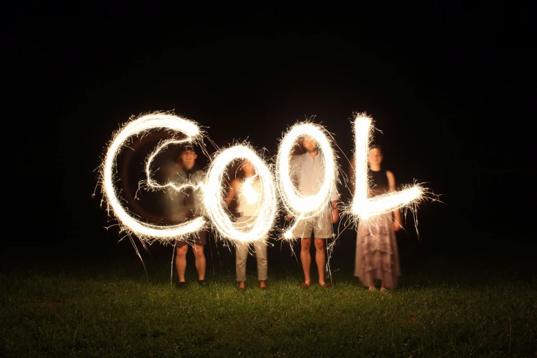 there is a light painting made to look like the word cool