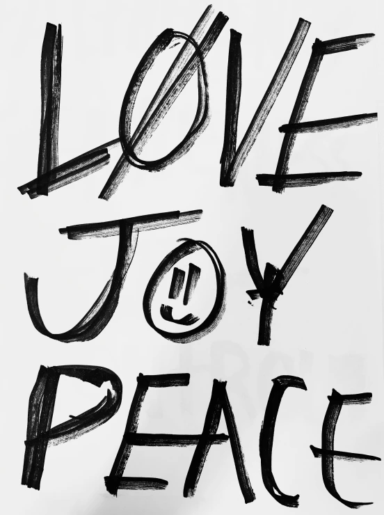 black and white poster with the words love you peace on it