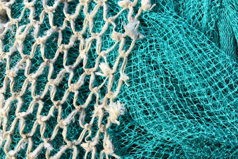 fishing nets with blue netting netting behind it