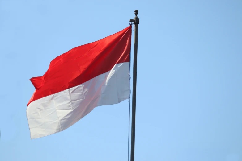 the flag of egypt against the blue sky