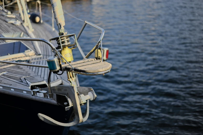 view from the bow of an old sail boat