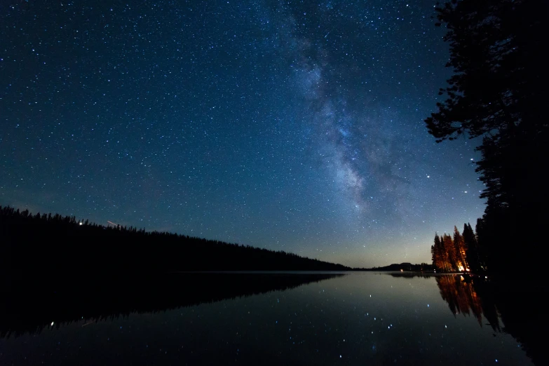 a night scene shows the star gazing in the sky