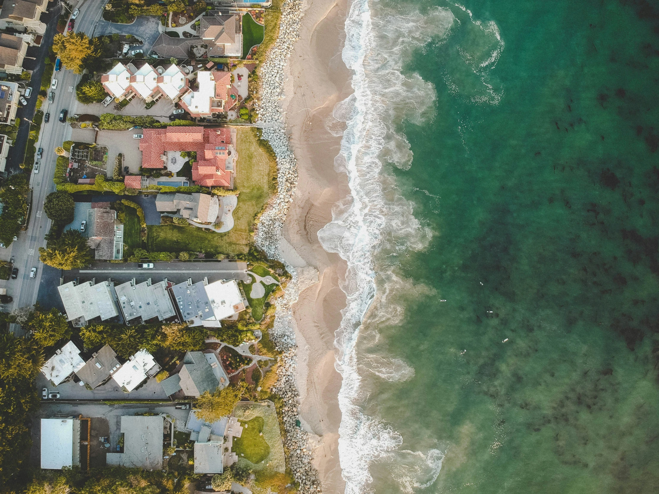 aerial s of the beach near the ocean