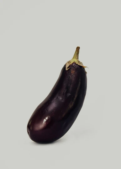 eggplant on white background with dark brown peel