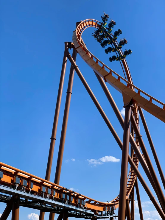 the roller coaster at six flags water park is ready for its turn