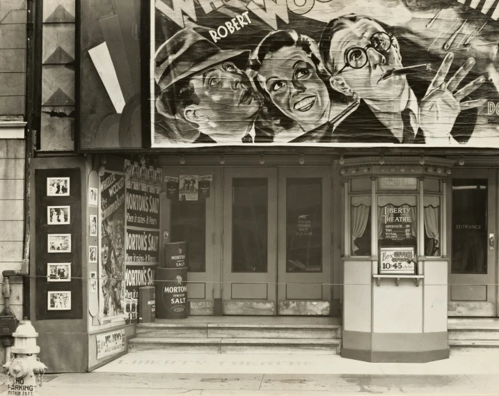 an old po of the store with a graffiti on it