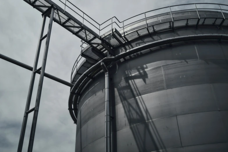 a large metal tank with metal bars on it