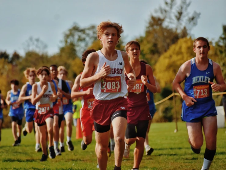 a group of people run in a race