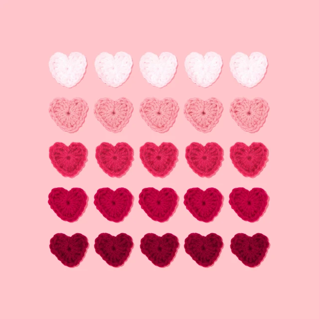 the hearts on the left side are white, red and pink