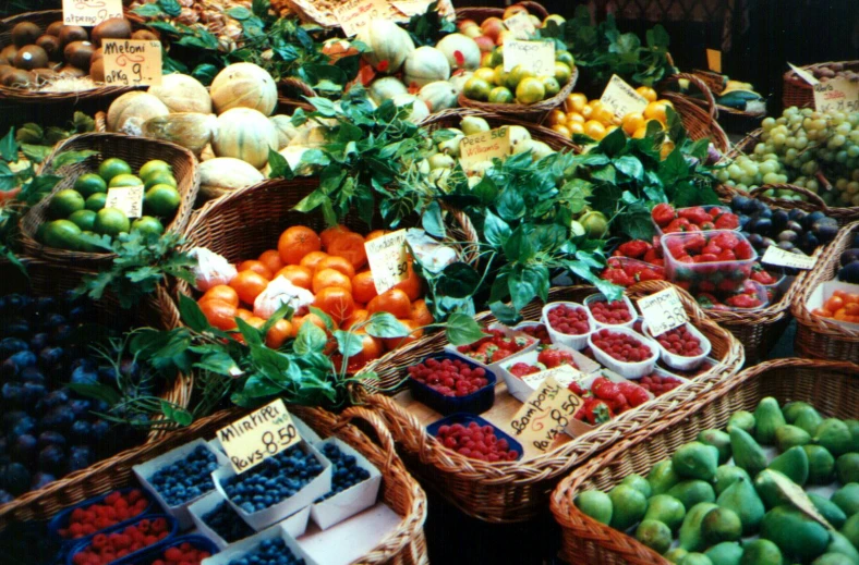 fruit at a market, fresh and ready for sale