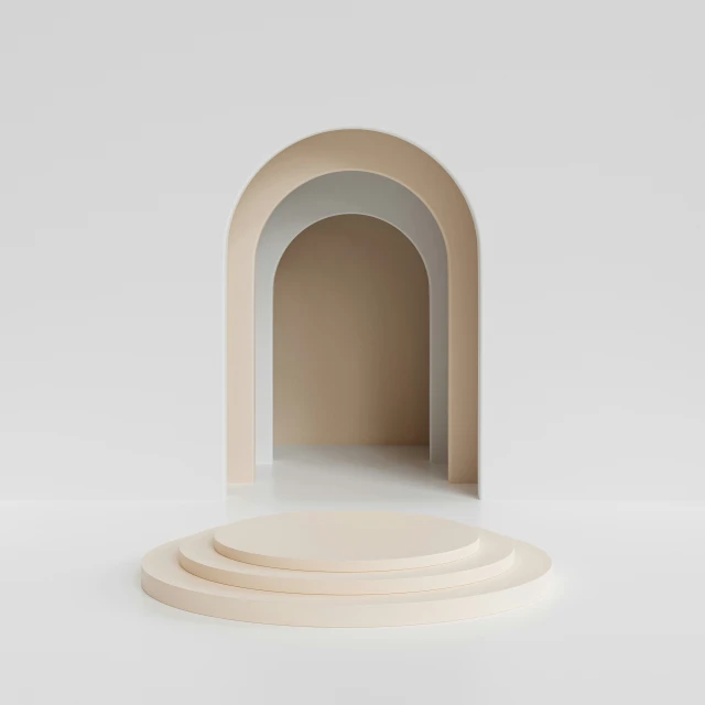 an open white sculpture sits next to another object