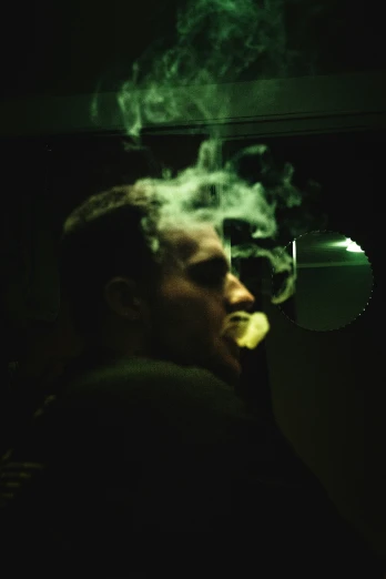a man smoking with a blurry background