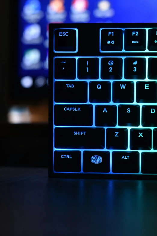 a keyboard illuminated with a colorful glow for the dark