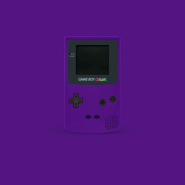 a purple device on a purple background with a gameboy theme