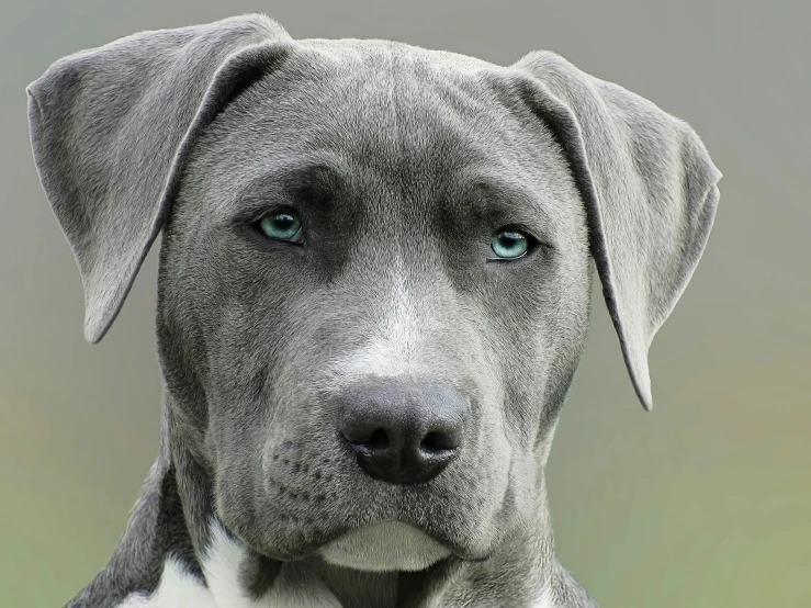 a big dog with a gray, black and white face