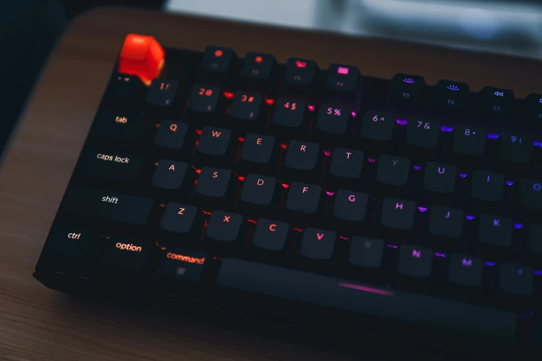 a mouse and keyboard are placed on the desk