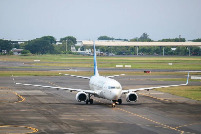 a airplane on the ground getting ready to take off