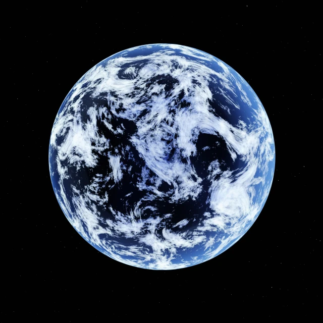 a very detailed image of a blue and white planet