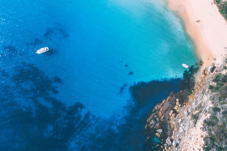 an aerial po of people in boats in the ocean