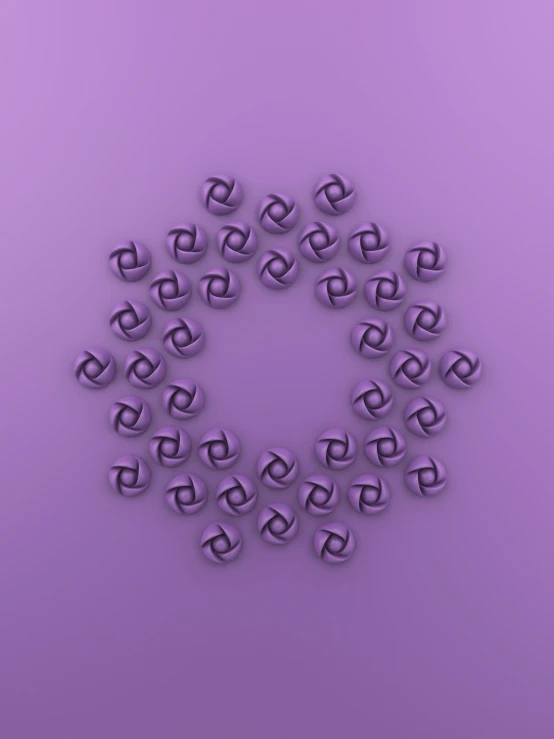 a purple circle of small silver objects