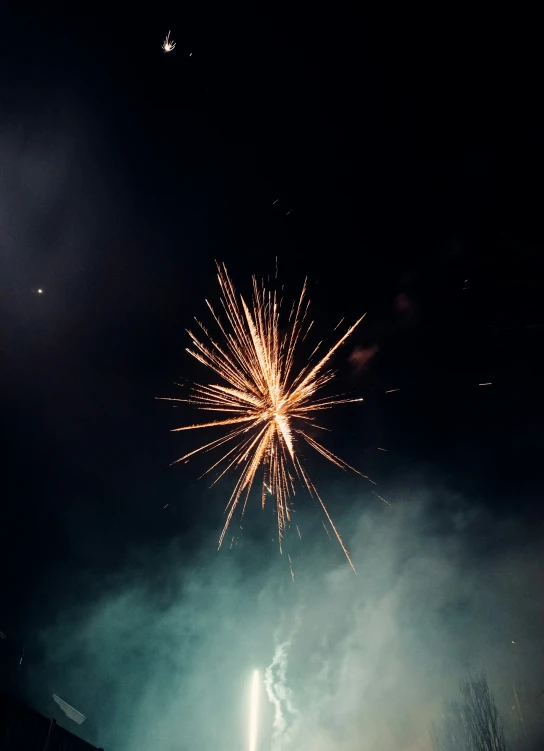 fireworks on a dark evening with no one in sight