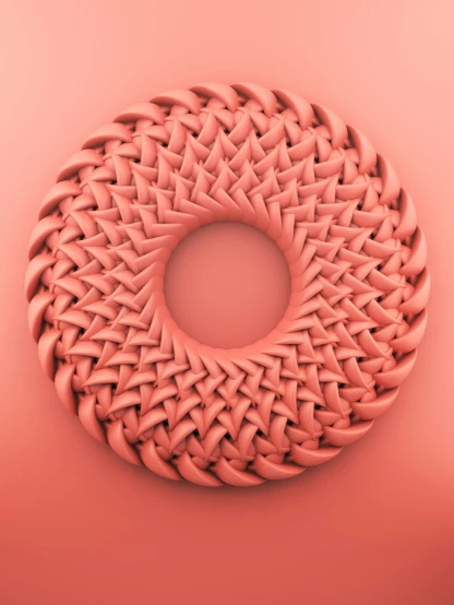 the circle of the woven fabric, which is pink