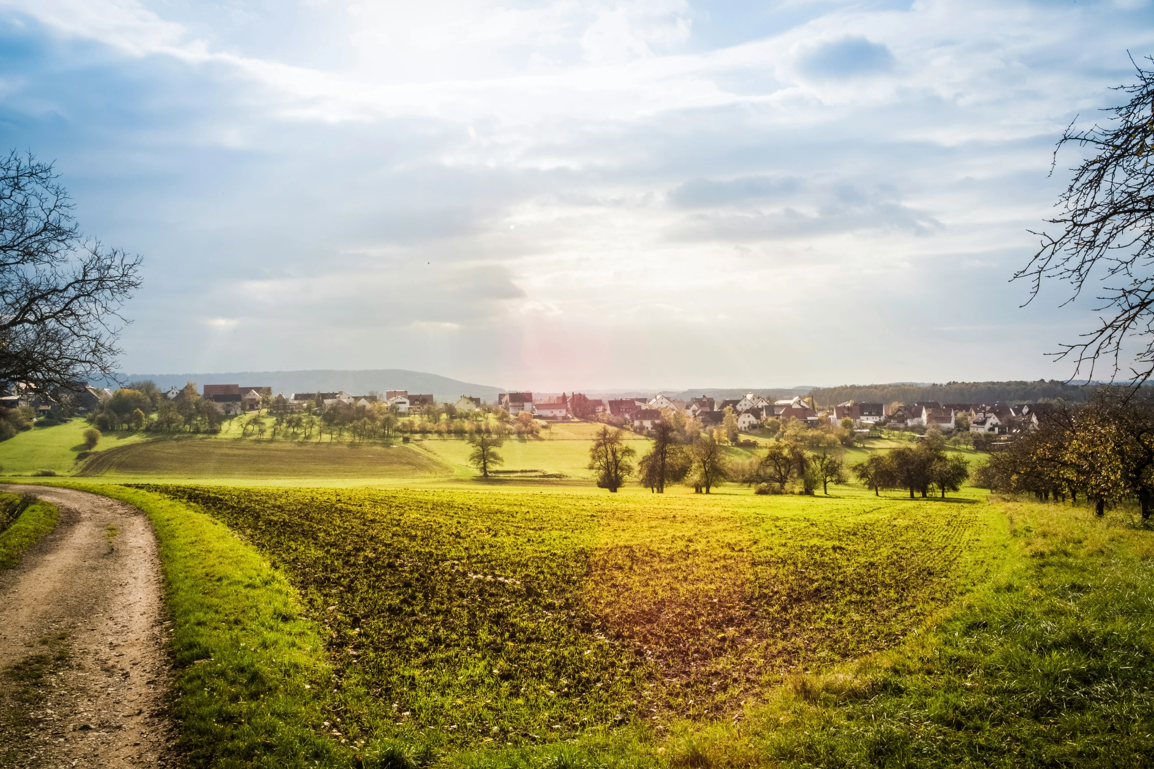 a rural area in the middle of a field