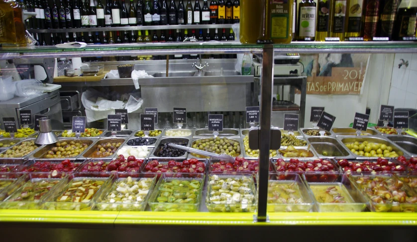 a very nice looking buffet filled with lots of food