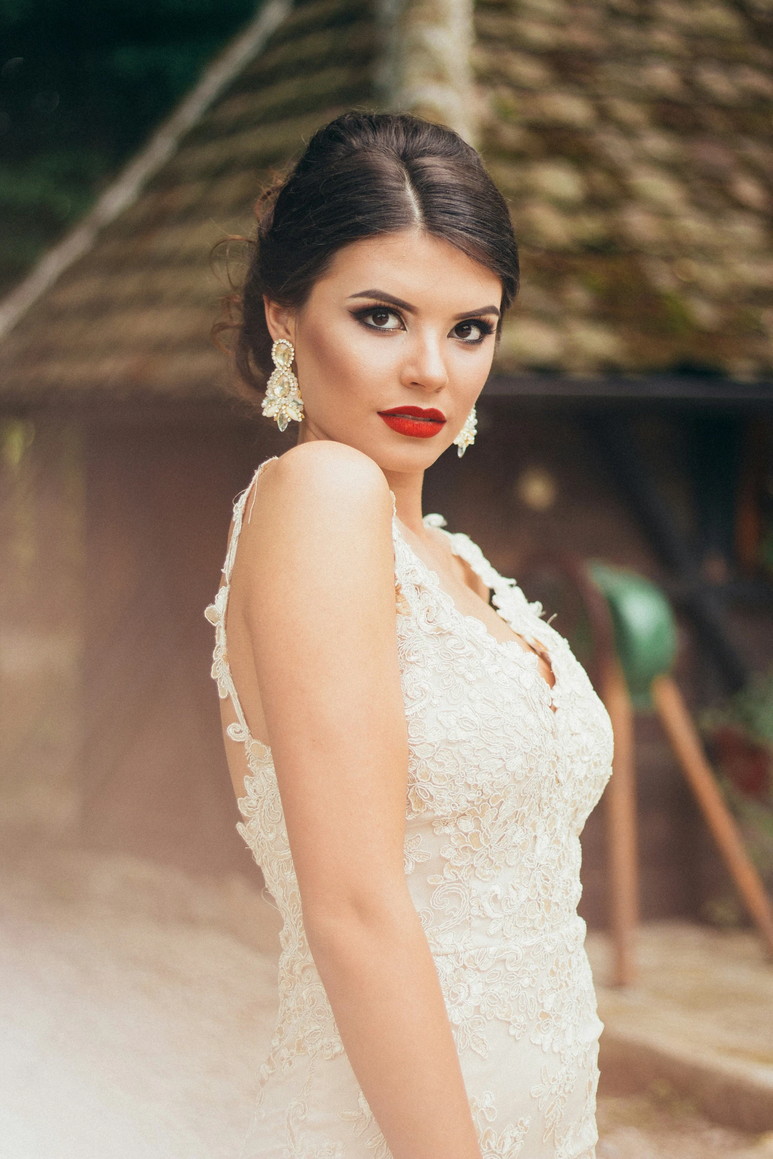 a beautiful young woman in a wedding gown