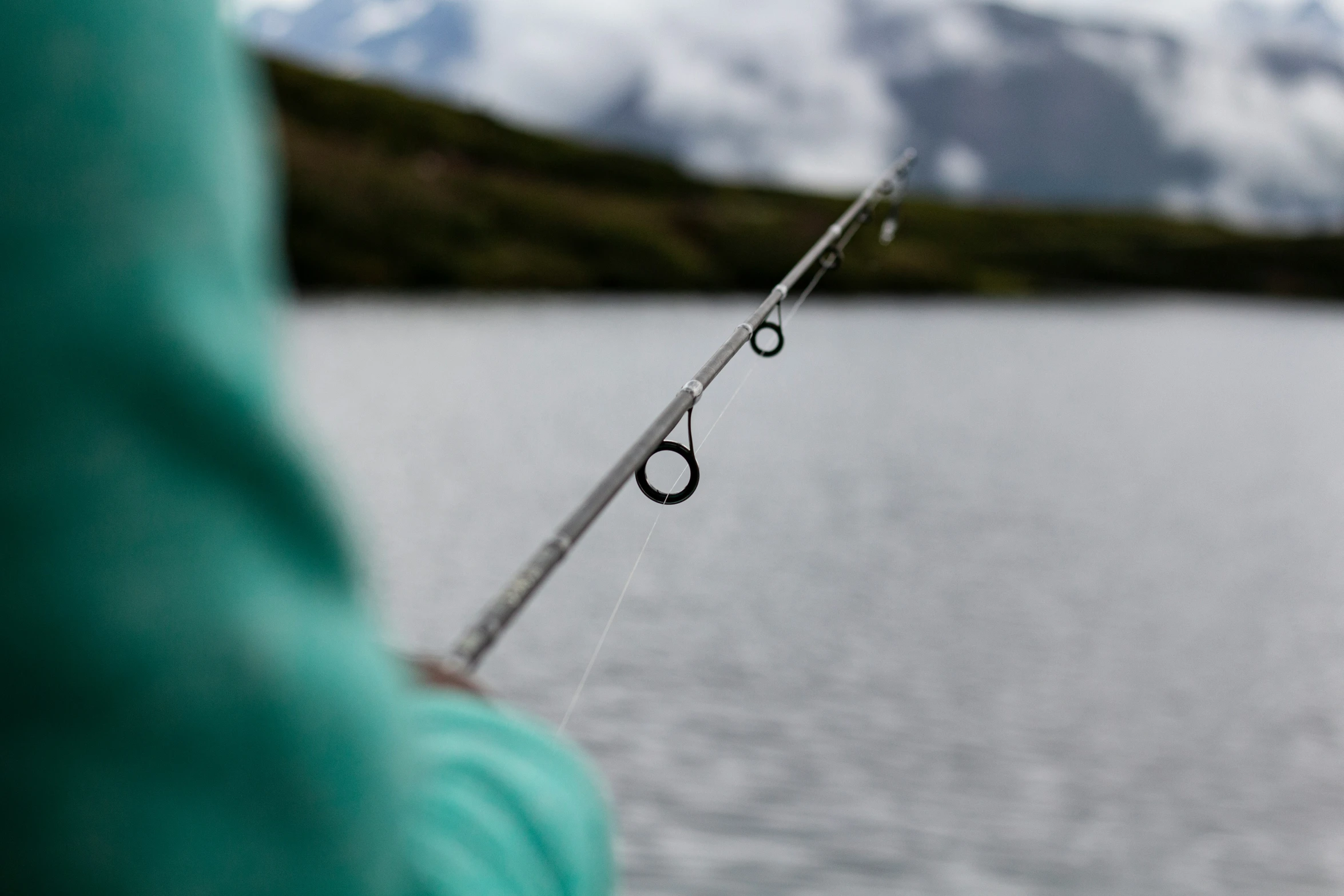 the fishing rod is almost too large for this fish to hold