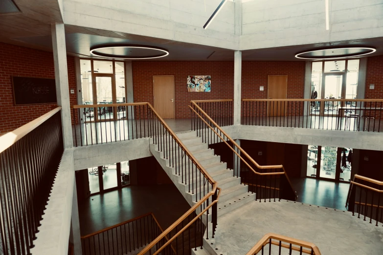 a building with a large open space with multiple stairs